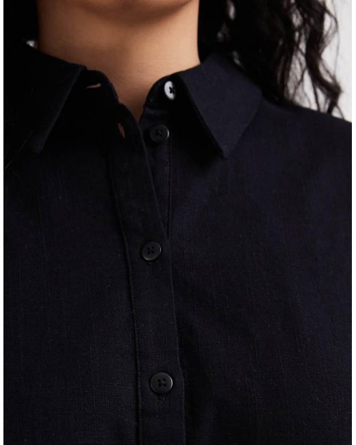 ASOS Black Asos Design Curve Linen Look Shirt
