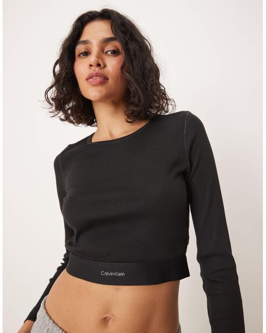 Calvin Klein Black – langärmliges, geripptes oberteil