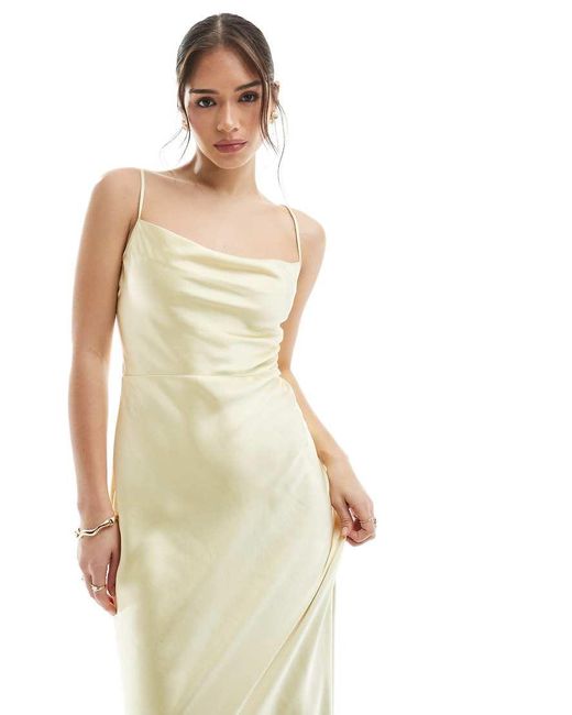 Pretty Lavish Bridesmaid Keisha Cowl Neck Satin Maxi Dress in White ...