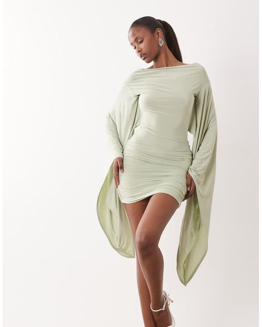 ASOS Natural Slinky Extreme Batwing Mini Dress