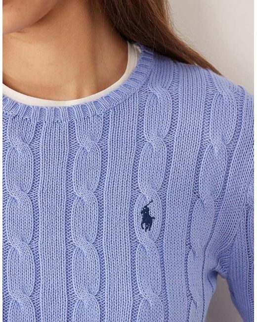 Polo Ralph Lauren Blue Julianna Icon Logo Cotton Cable Knit Jumper