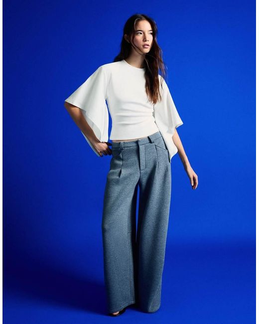 Bershka Blue Short Sleeve Cape T-Shirt