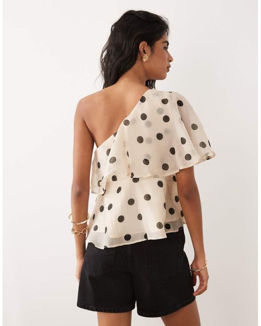 Jdy Natural Ruffles Detail One Shoulder Top