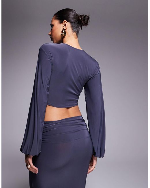 ASOS Blue – langärmliges, drapiertes oberteil