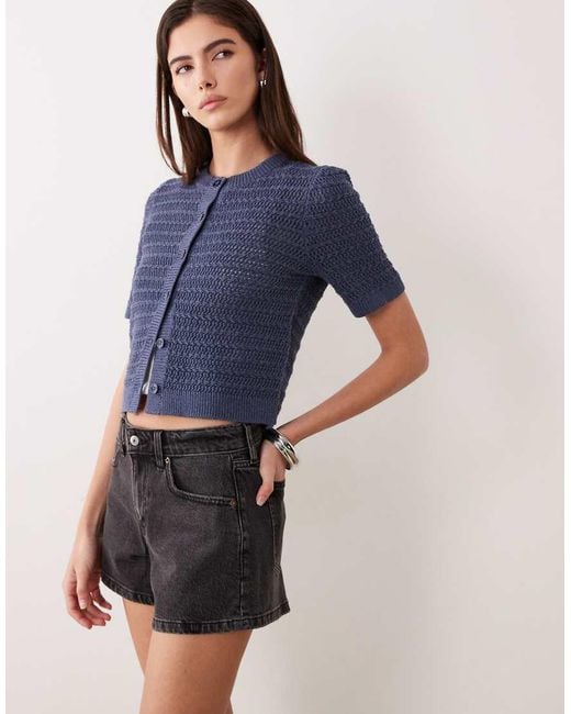 Abercrombie & Fitch Blue Curve Love High Rise Denim A-line Short