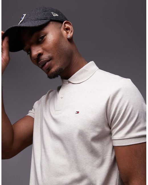 Polo Beis Jaspeado De Corte Estándar De Algodón De -Neutro Tommy Hilfiger de hombre de color Natural