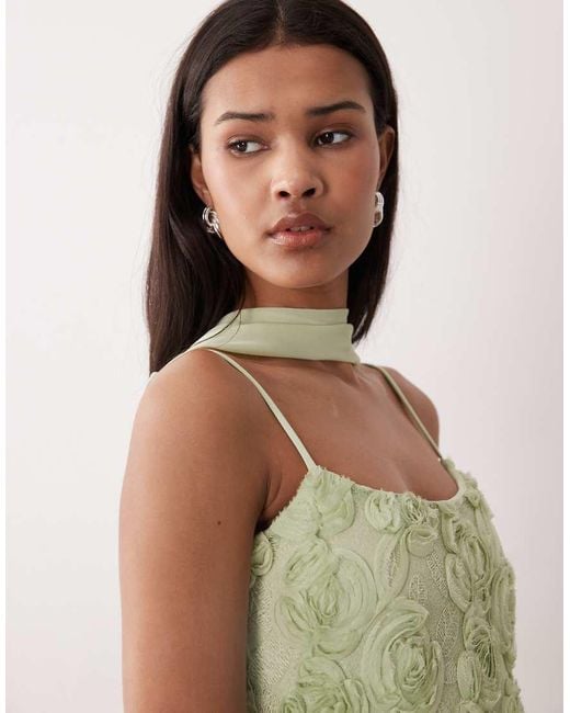 Gina Tricot Green Embroidery Maxi Dress