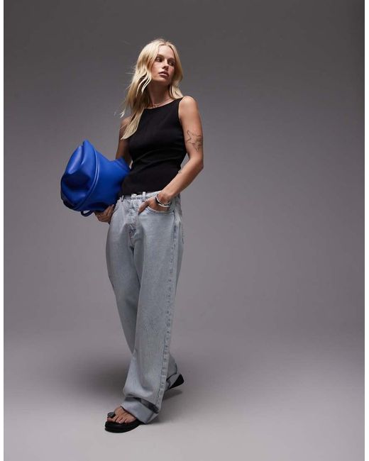 Canotta Nera Slim Con Scollo A Barchetta di Mango in Black