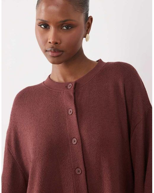 ASOS Textured Knit Boxy Crop Button Down Top