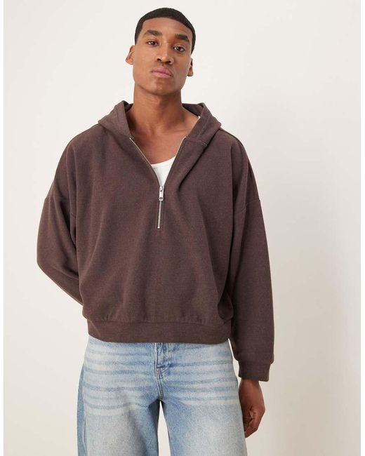 ASOS Brown Extreme Oversized Cropped Hoodie for men