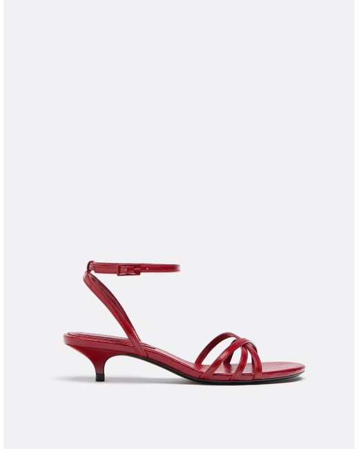 Stradivarius Pink Kitten Heel Strappy Sandals