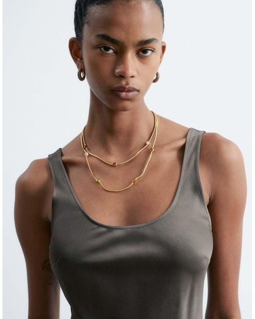 & Other Stories Gray Mini Satin Slip Dress