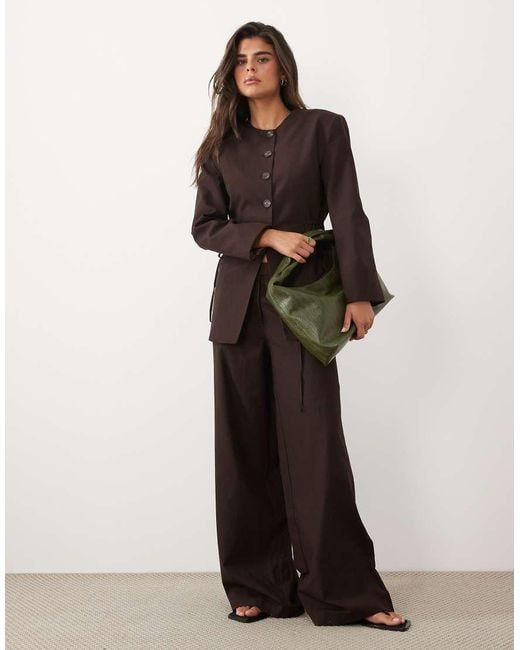 ASOS Black Linen Tie Side Blazer