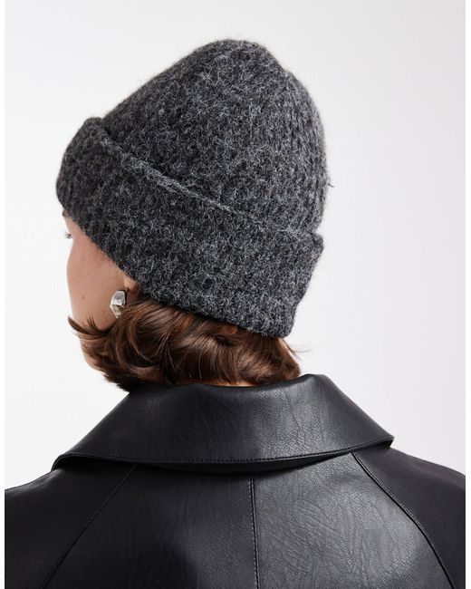 Vero Moda Gray Hairy Yarn Chunky Knitted Beanie