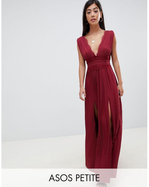 premium lace insert pleated maxi dress