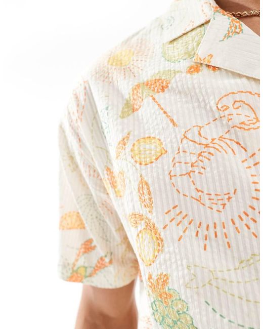 Camisa Holgada Con Estampado Playero De Native Youth de hombre de color White