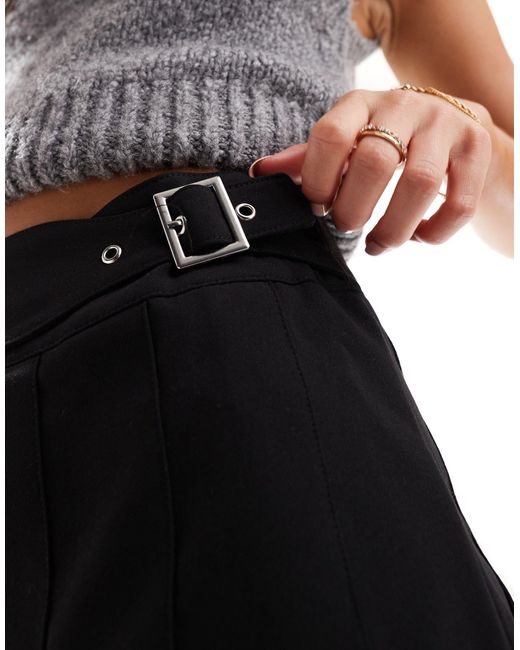 Pimkie Black Buckle Detail Pleated Mini Skirt