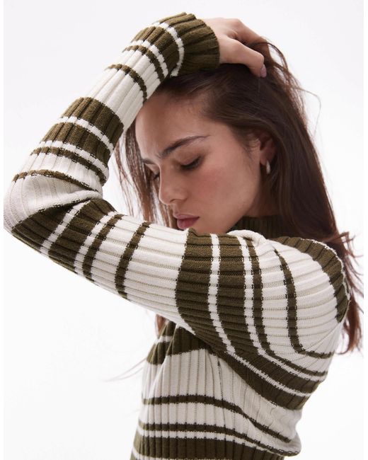 TOPSHOP Black – langärmliger strickpullover mit streifen