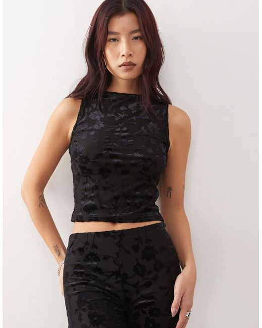 Reclaimed (vintage) Slash Neck Velvet Tank in Black | Lyst