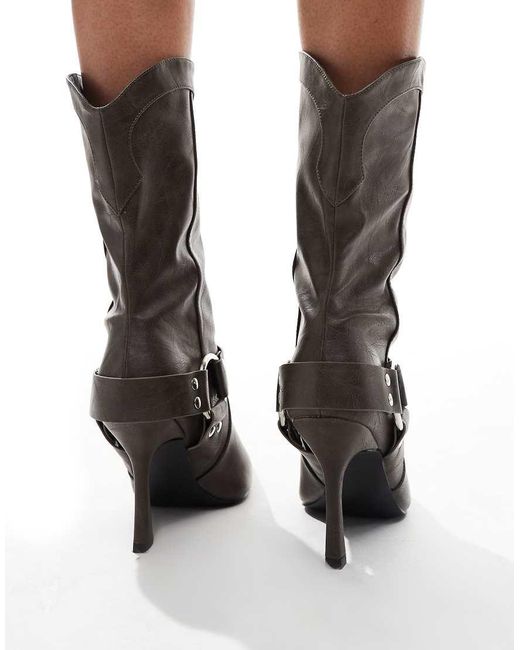 Raid Green Accra Western Heeled Ankle Boots