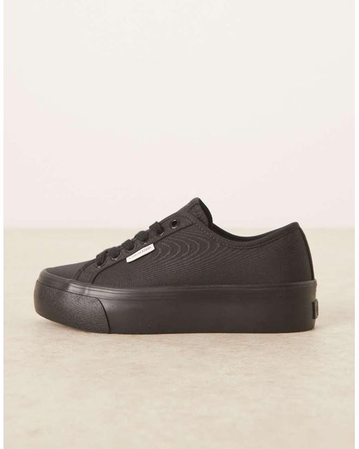 Calvin Klein Black Flatform Lace Up Trainers