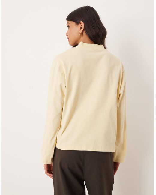 ASOS Natural High V Neck Detail Long Sleeve Tee