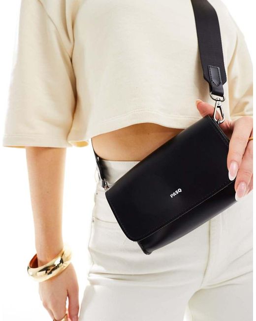 PASQ Natural Rectangular Flap Top Cross Body Bag