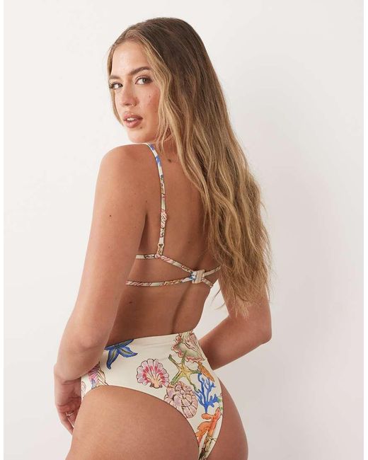ASOS Multicolor Shelly Suki Square Neck Crop Bikini Top With Removeable Pads
