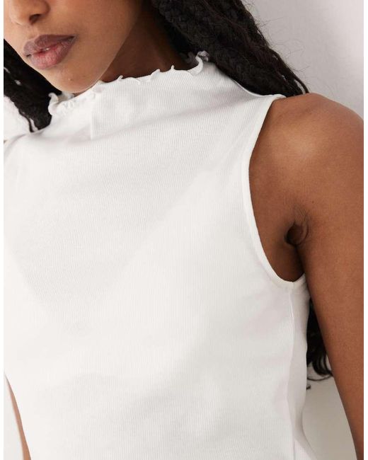 ARKET Natural High Neck Sleeveless Crinkle Top