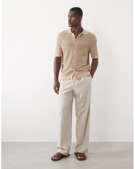 SELECTED Natural 100% Cotton Knit Button Cardigan for men