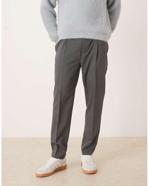 Pantalones De Vestir Grises De Corte Tapered Con Raya Diplomática Y Cinturilla Elástica En La Parte Trasera De ASOS de hombre de color Gray