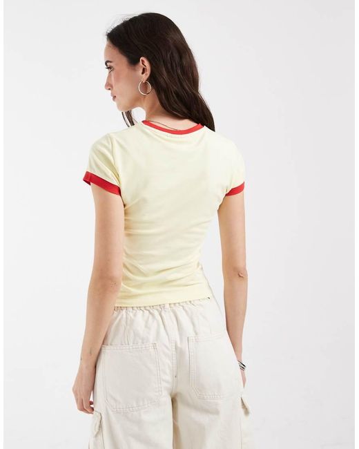 ASOS White Disney Ringer Baby Tee With Minnie Mouse Chart Print