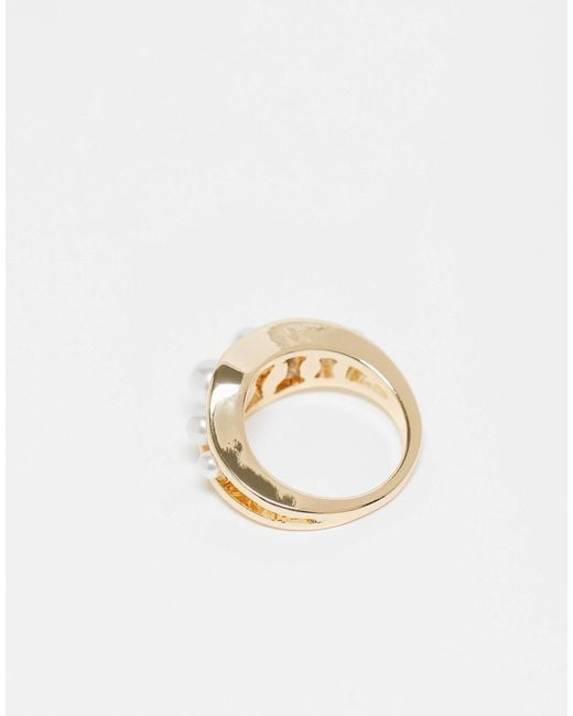 ASOS Metallic Ring With Faux Pearl Detail