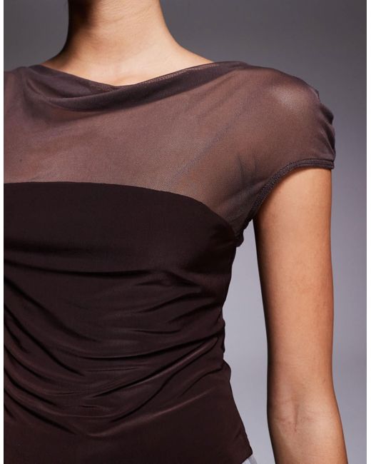 ASOS Brown – figurbetontes oberteil aus netzstoff