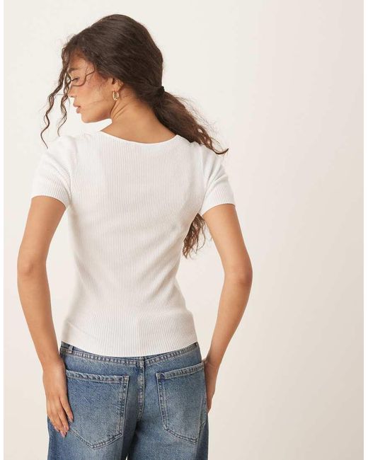 Mango Blue Double Layered Short Sleeve Fine Knit Cardigan