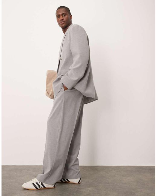 ASOS Pantalon Met Wijde Pijpen En Elastische Taille in het Gray voor heren