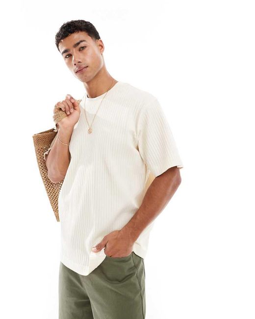 Jack & Jones White Ribbed Oversize T-shirt for men