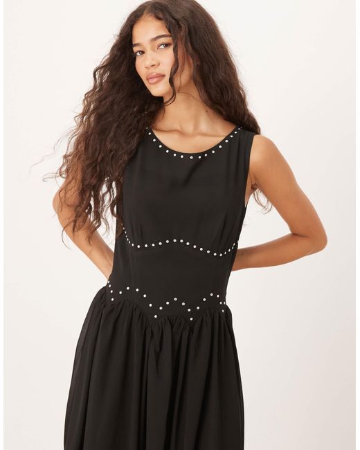 Never Fully Dressed Black Studded Maxi Dress