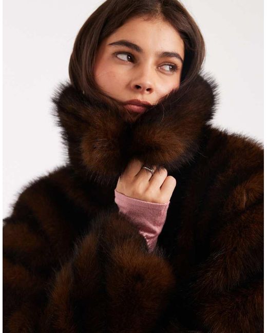 Miss Selfridge Black Faux Fur Collar Detail Bomber