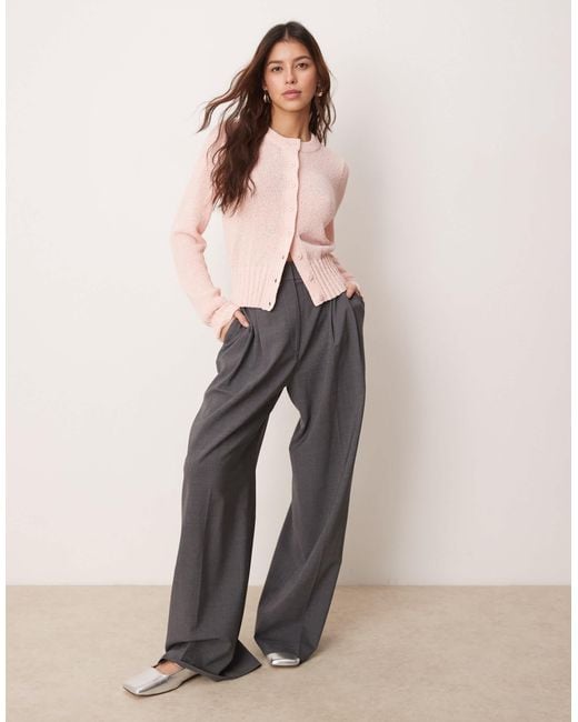 ASOS Pink Knitted Textured Crew Neck Cardigan