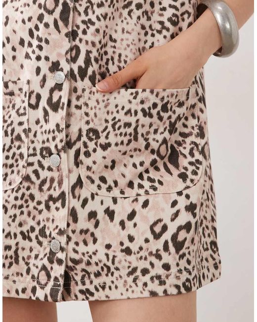 Miss Selfridge Pink Denim Button Through Shift Dress