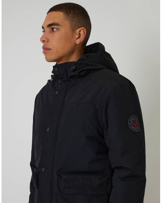 Threadbare Black Showerproof Microfleece Lined Padded Coat for men