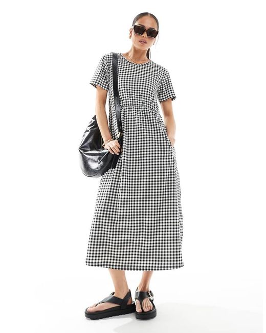 Threadbare Gray Short Sleeve Jersey Midi Dress With Pockets