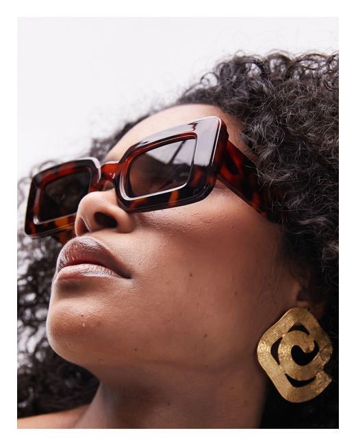 TOPSHOP Brown Flossie Oversized Rectangular Sunglasses