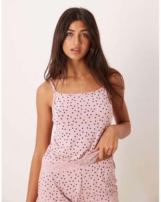 ASOS Pink Mix & Match Pyjama Cami With Lace Trim