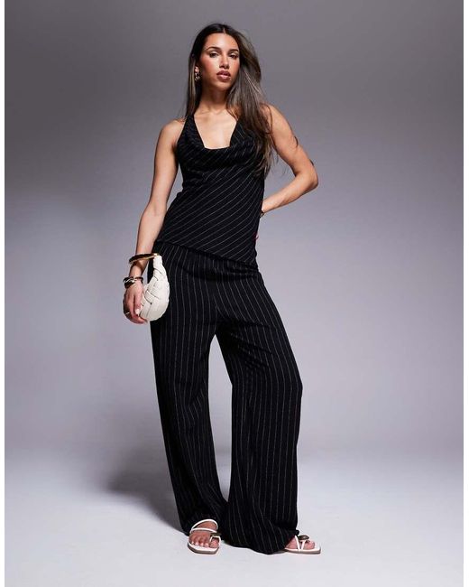 River Island Blue Striped Linen Trouser Co-Ord