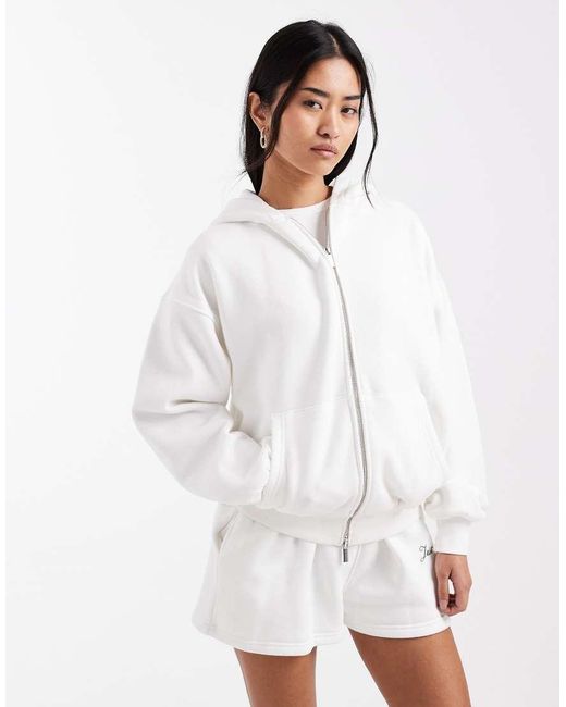 Six Stories White Bridal Script 'Just Married' Back Print Hoodie Co-Ord