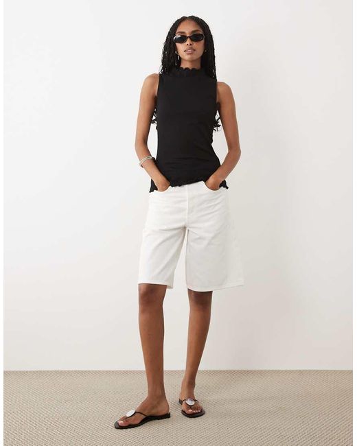 ARKET Black High Neck Sleeveless Crinkle Top
