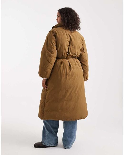 ASOS Natural Funnel Neck Longline Puffer Jacket