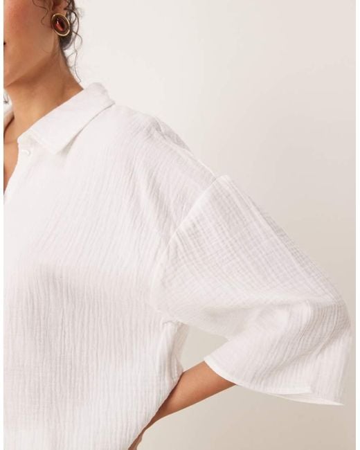 Jdy White Cropped Cheesecloth Shirt Co-Ord